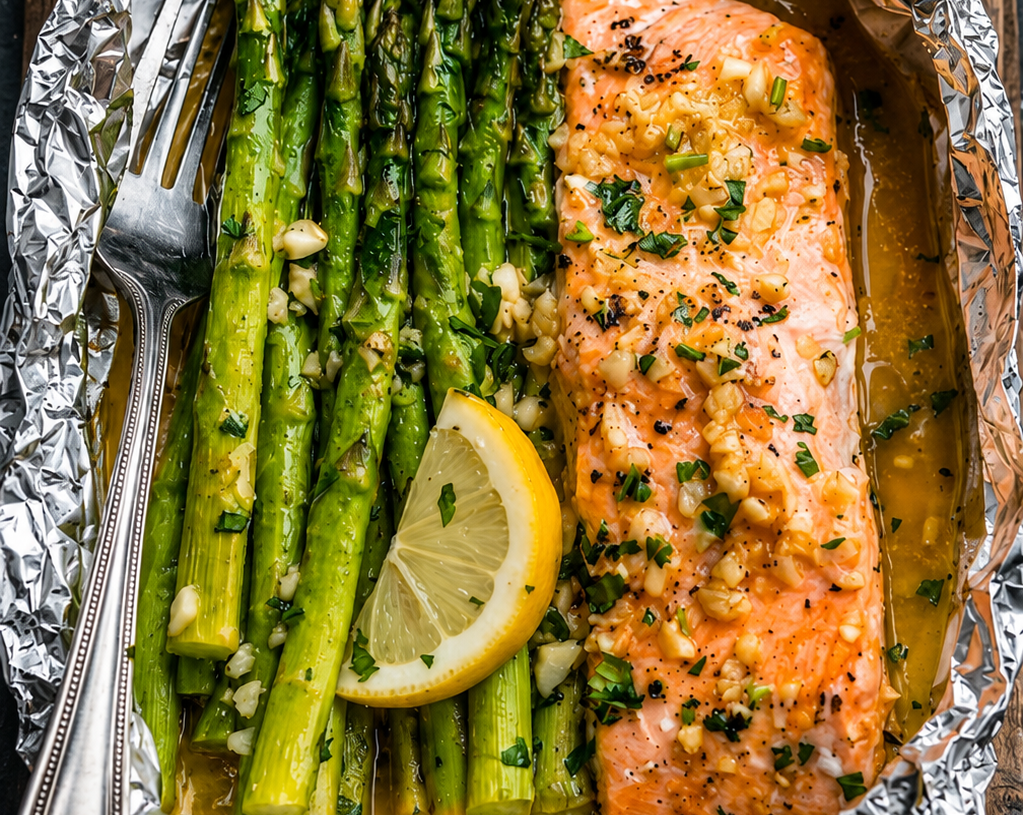 Salmon & Asparagus Foil Packs.