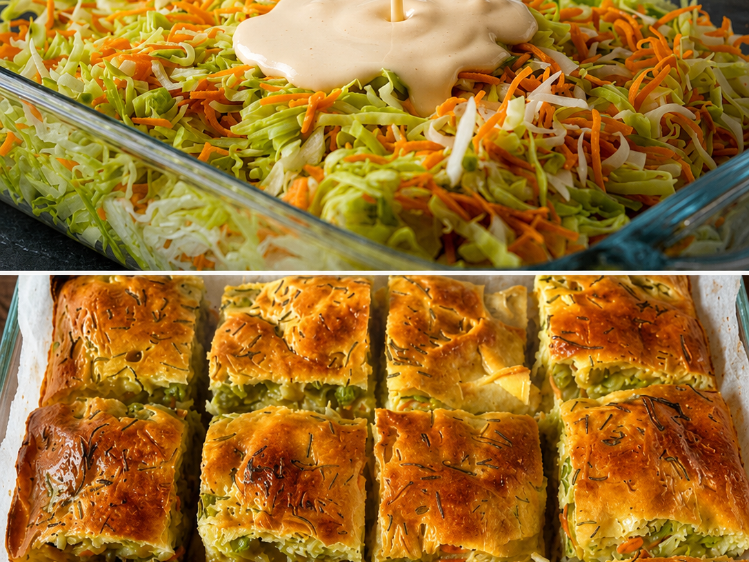 Shredded Cabbage and Carrot Bake.