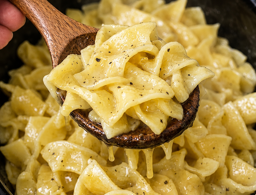 Crockpot Buttered Egg Noodles
