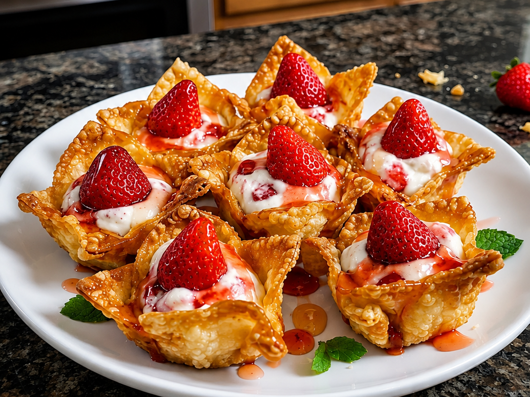 Strawberry Cheesecake Wonton Bites Recipe