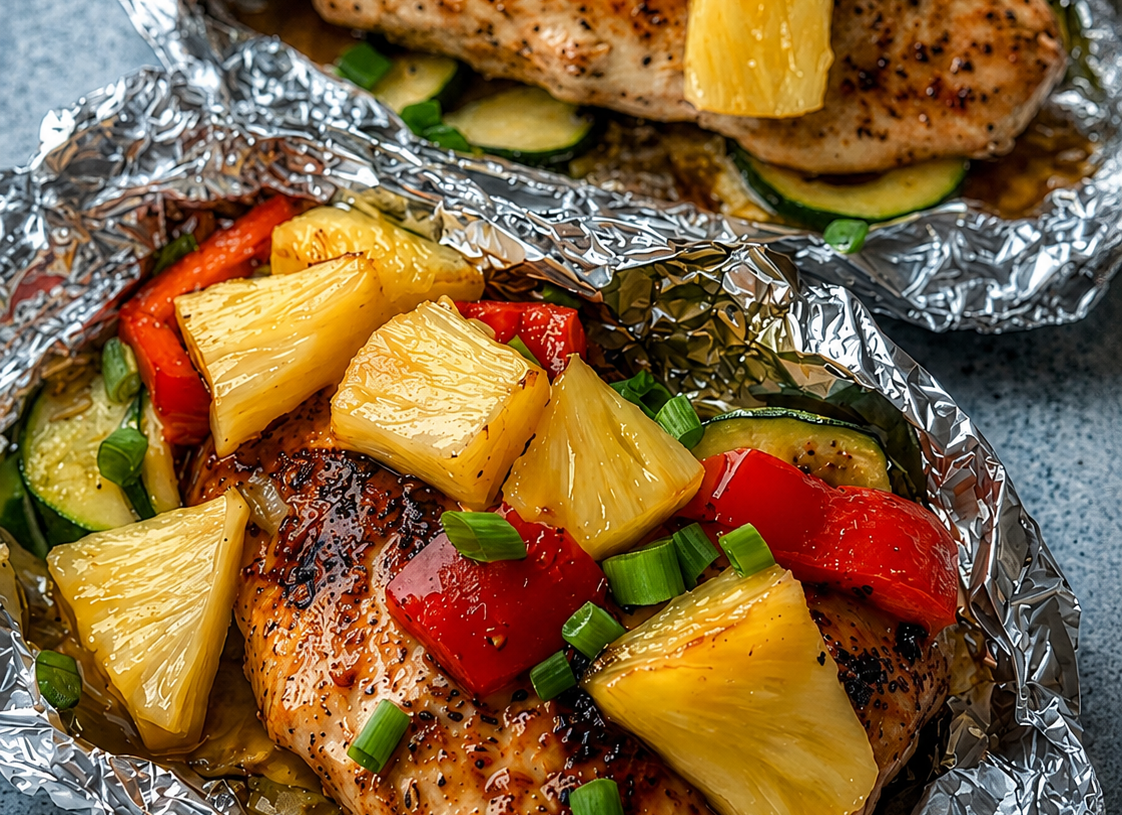 Teriyaki Chicken and Pineapple Foil Packets