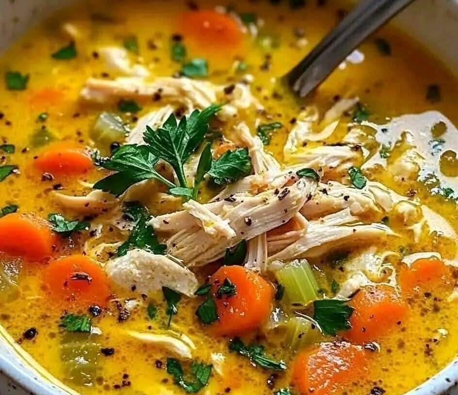 Golden Turmeric Chicken Soup with Coconut Swirl