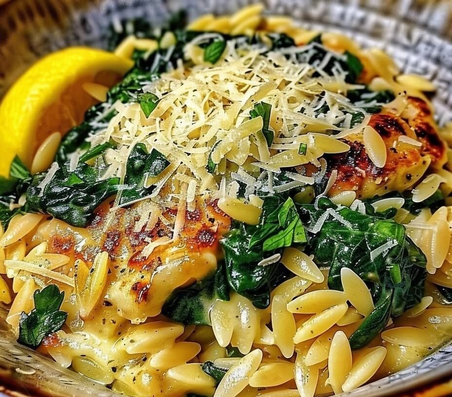 🍋🌿 Mediterranean Lemon–Spinach Orzo
