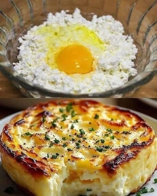 Baked Cottage Cheese & Egg Breakfast Cake