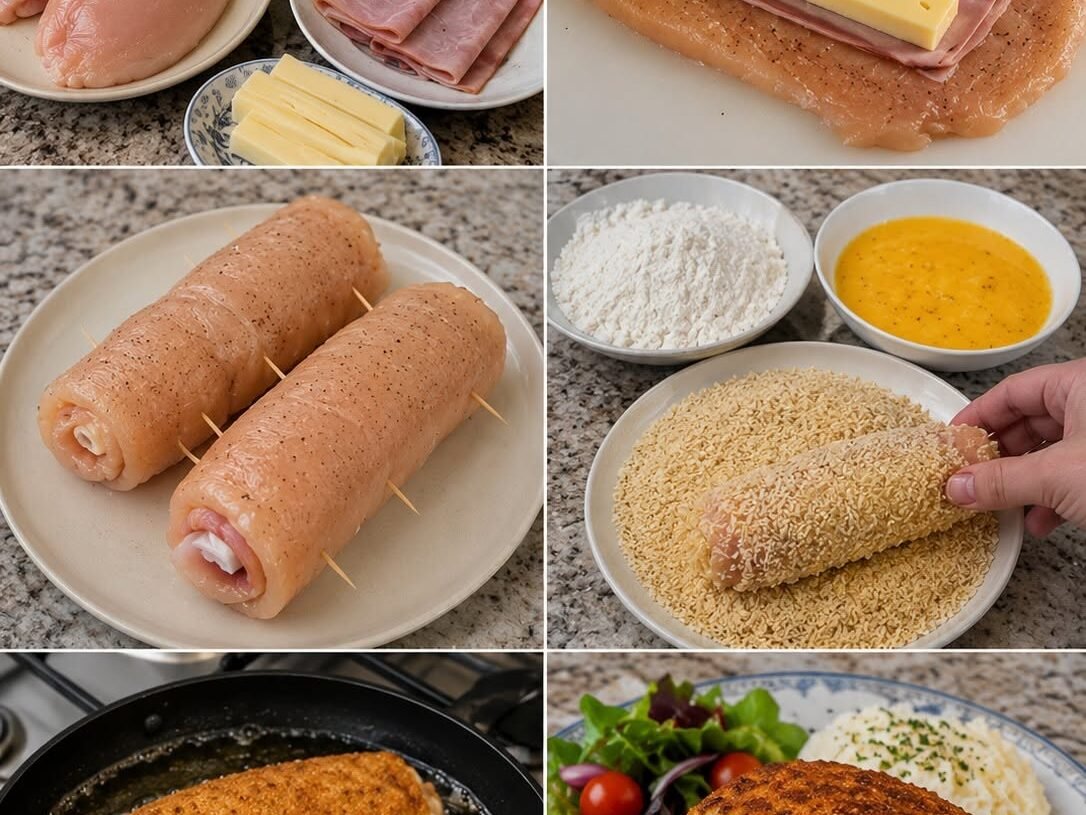 Anti-Inflammatory 48g Crispy Stuffed Chicken with Ham and Melted Cheese