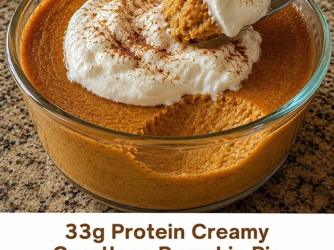 33g Protein Creamy Crustless Pumpkin Pie