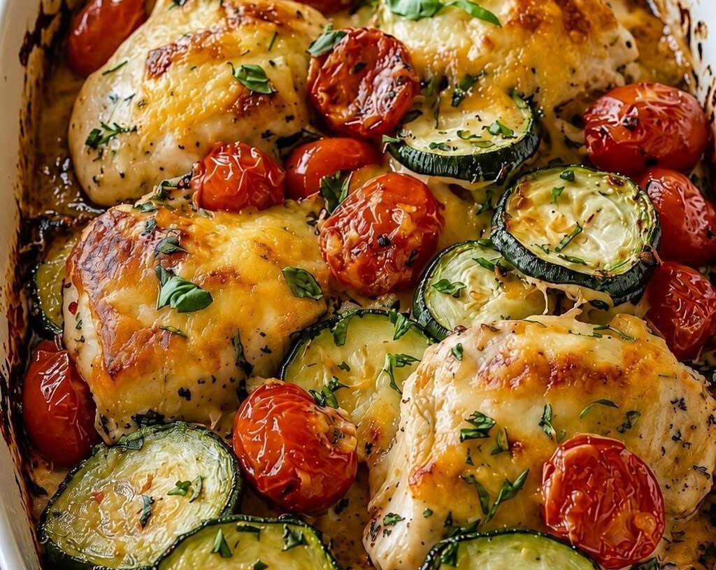 🍗 High-Protein Baked Chicken Zucchini Tomato Melt