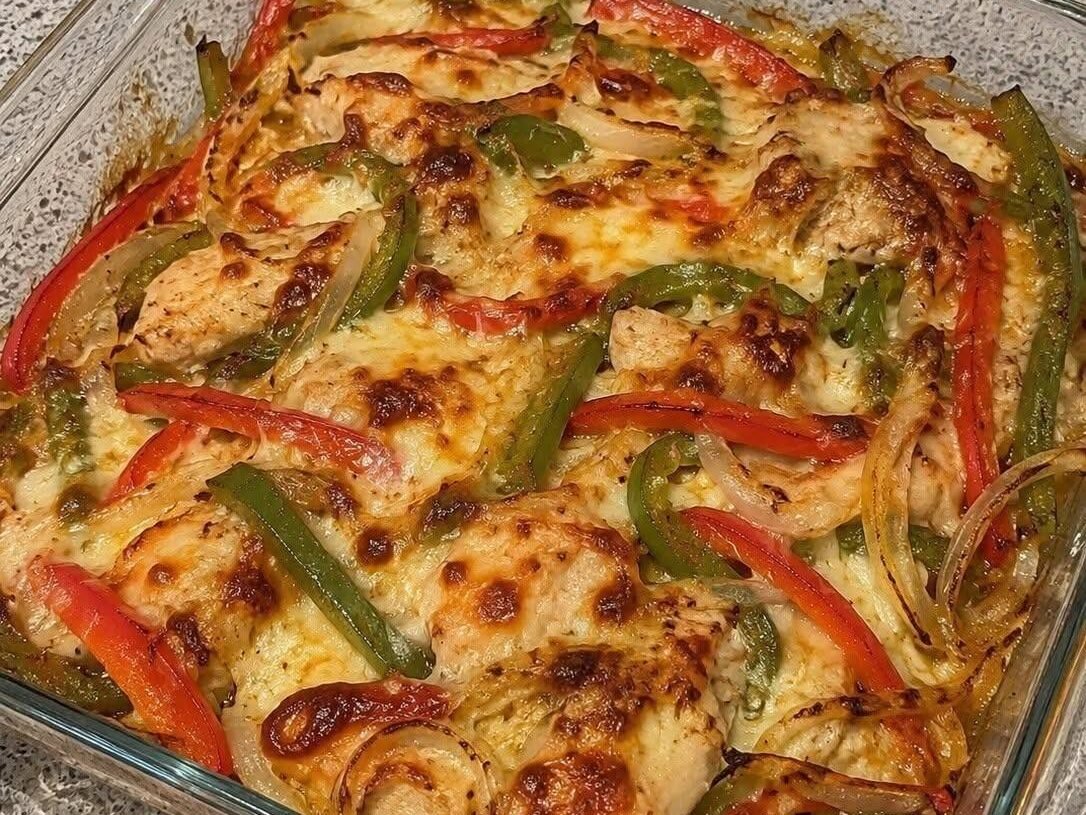 Cheesy Philly Cheesesteak Chicken Bake.