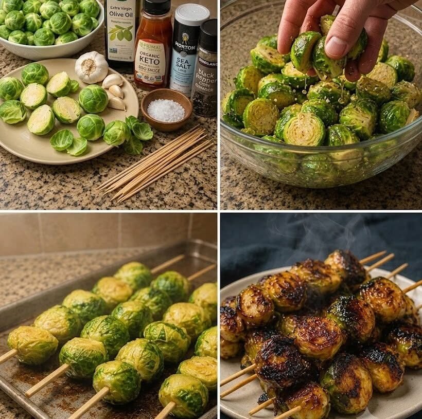 🌱 Garlic Butter BBQ Brussels Sprouts Skewers