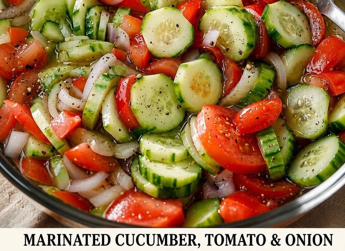  Marinated Cucumber, Tomato & Onion Salad