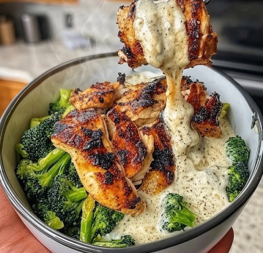 Broccoli Bowl with Creamy Garlic Sauce