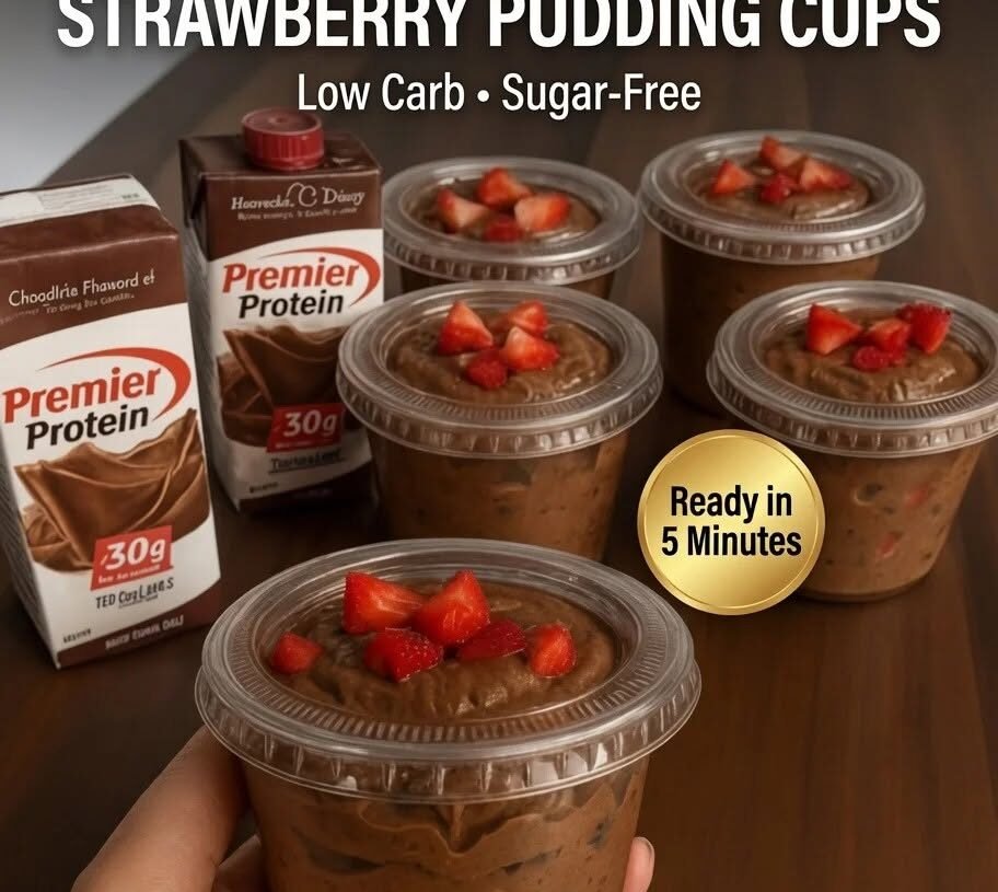 🍫🍓 High-Protein Chocolate Strawberry Pudding Cups