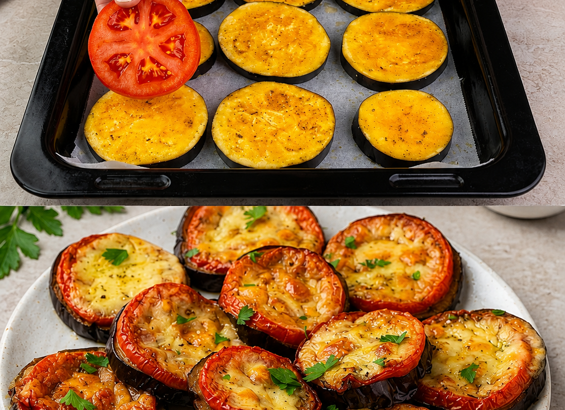 Low-Carb Baked Eggplant with Tomatoes and Cheese