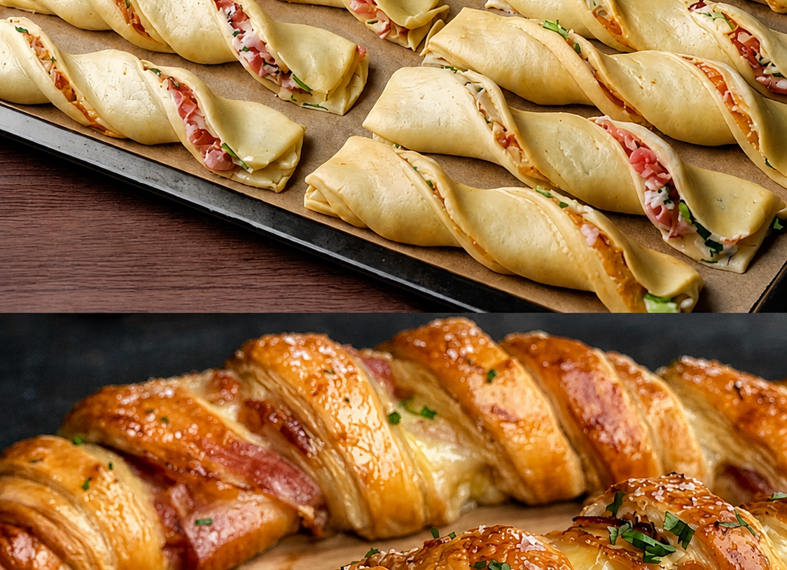 Bacon and Cheese Twisted Puff Pastry.