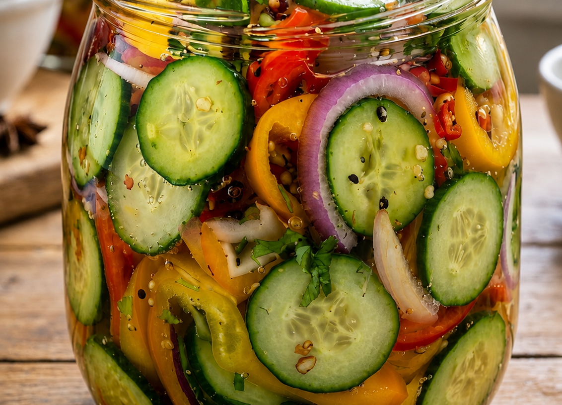 Pickled Cucumber, Onion & Bell Pepper Salad