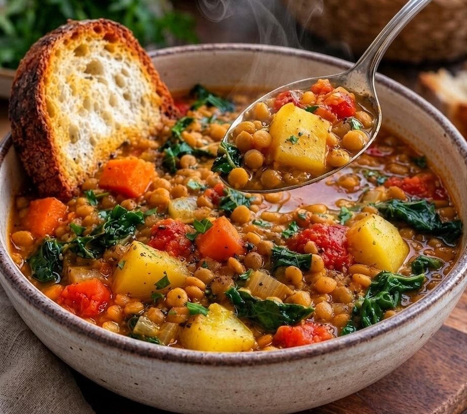 High-Protein Hearty Lentil & Vegetable Soup