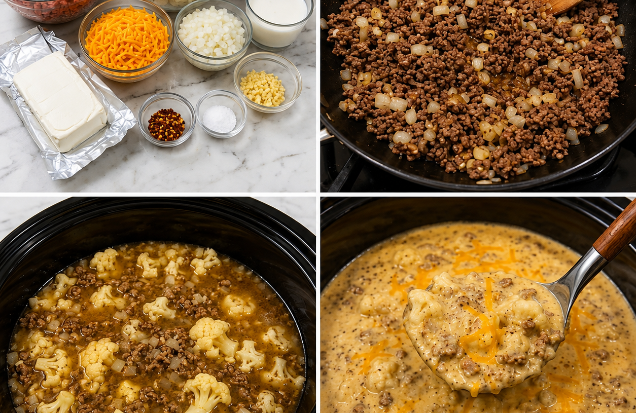 Cauliflower & Hamburger Soup
