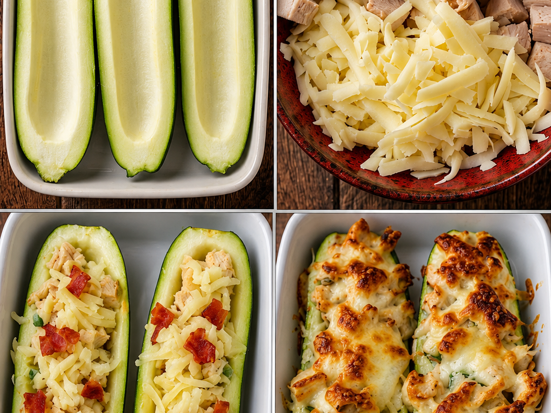 Buffalo Chicken Zucchini Boats