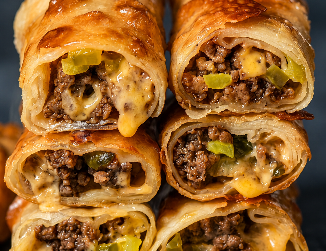 Chesseburger Egg Rolls