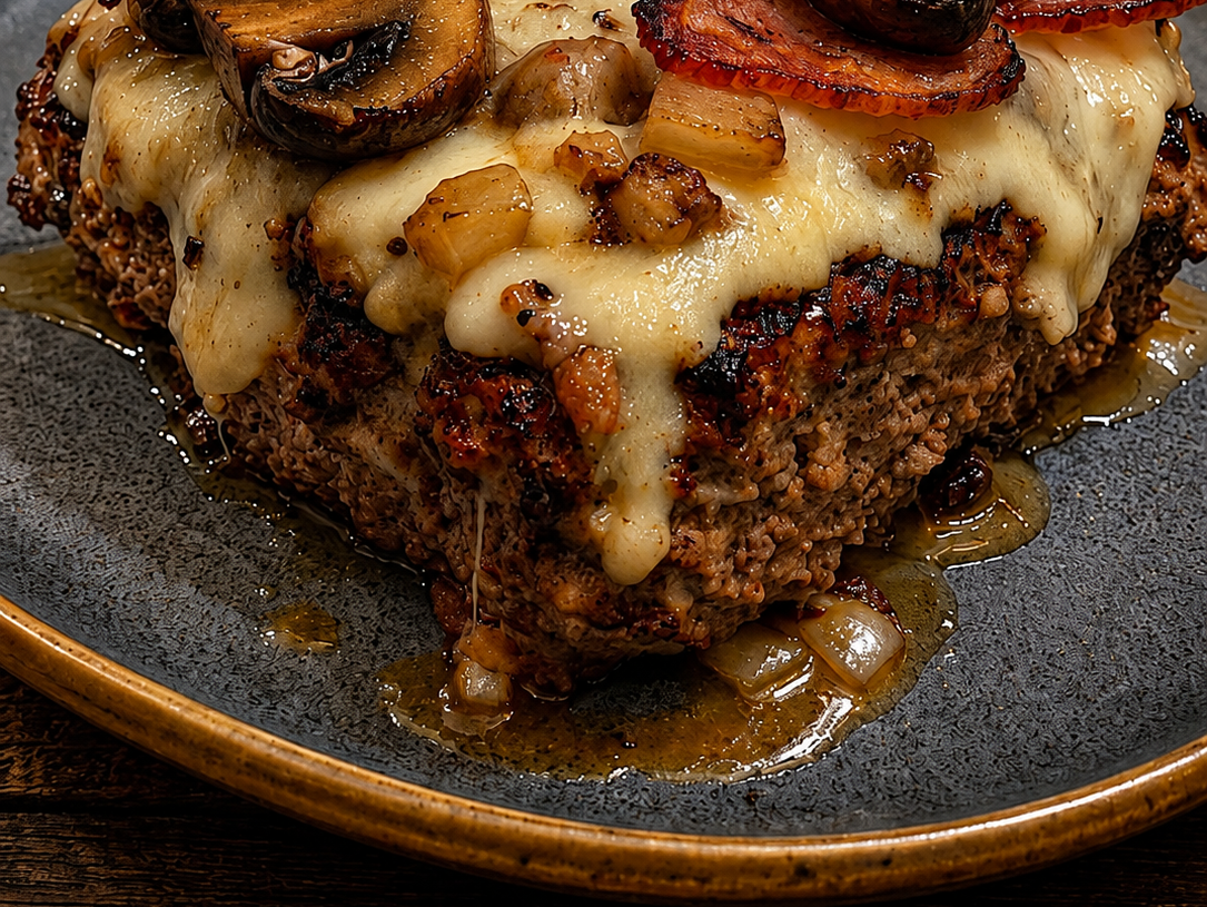 Bacon Mushroom Swiss Cheese Meatloaf