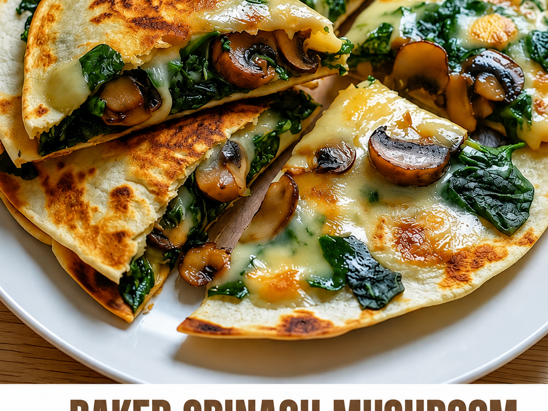 Baked Spinach Mushroom Quesadillas