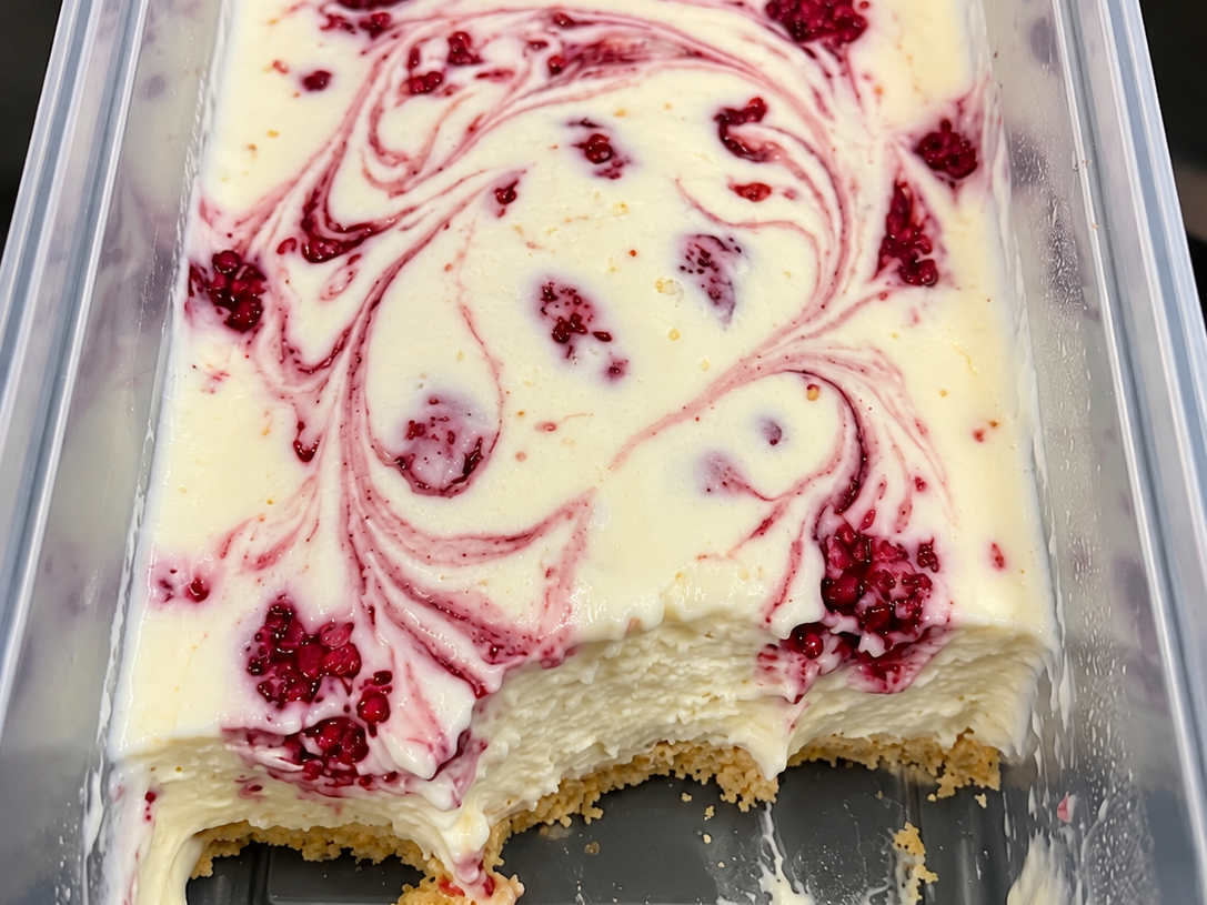 Raspberry Swirl Cheesecake In A Tub
