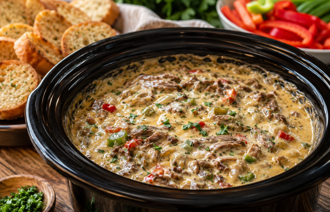 Anti-Inflammatory Crock Pot Philly Cheesesteak Dip
