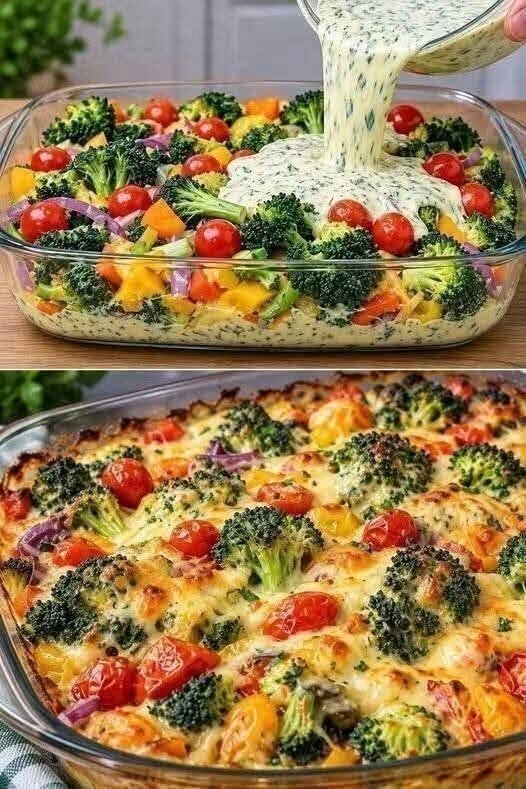 🥦 Creamy Baked Broccoli & Vegetable Casserole