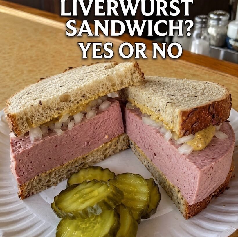 Liverwurst Sandwich with Onion, Mustard & Pickles