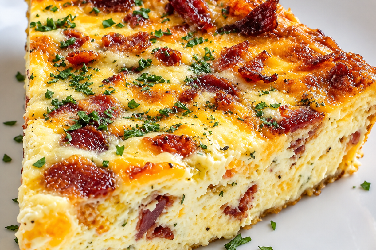 🥓🧀 Bacon & Cheese Crustless Quiche