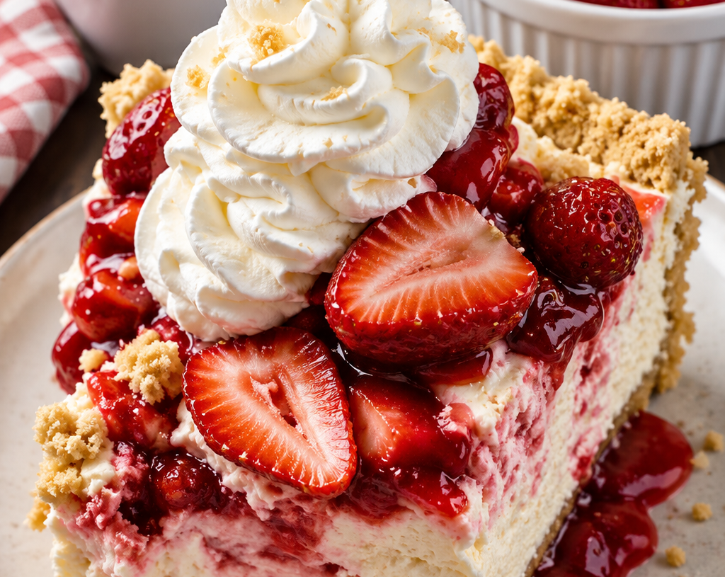 🍓🍰 Strawberry Cheesecake Dump Cake