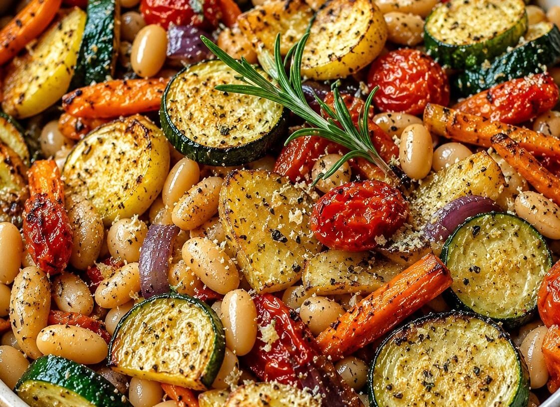 🫒 Mediterranean Roasted Veggie White Bean Bake